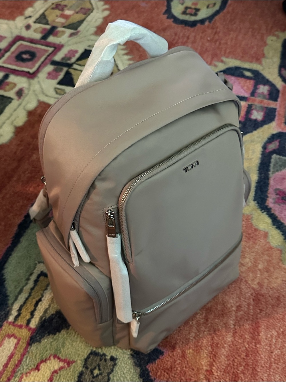 Tumi Men’s Taupe Backpack with Front Zip Pocket